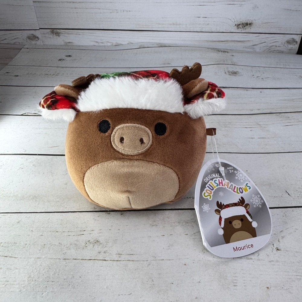 Squishmallows Maurice the Moose Plush Plaid Trapper Hat Kellytoy 2021 NWT‎